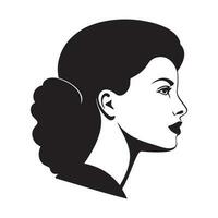 femme tête silhouette, visage et cheveux mode icône vecteur