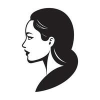 femme tête silhouette, visage et cheveux mode icône vecteur