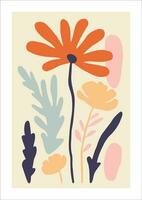 main tiré vecteur abstrait floral illustration avec fleurs sauvages. scandinave style.