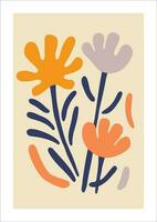 main tiré vecteur abstrait floral Contexte. scandinave style carte avec fleurs.