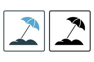 plage parapluie icône. icône en relation à été, plage. solide icône style conception. Facile vecteur conception modifiable