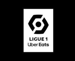 ligue 1 uber mange France logo blanc symbole abstrait conception vecteur illustration avec noir Contexte