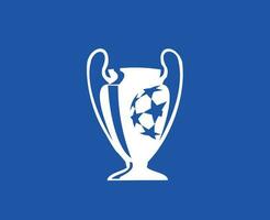 champions ligue L'Europe  trophée blanc logo symbole abstrait conception vecteur illustration avec bleu Contexte
