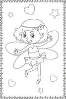 mignonne Fée Princesse vecteur dessin animé isolé royaume des fées contes de fées illustration, coloration livre page pour des gamins