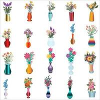 ensemble de coloré pots de fleurs pour maison. plat style intérieur des pots pour les plantes et fleurs. vecteur illustration isolé. collection de moderne fleur des pots et vases.