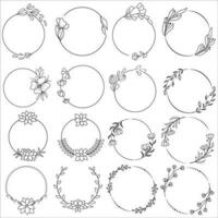 floral couronnes de fleurs, gros ensemble de floral rond cadres vecteur illustration. parfait pour faire-part, salutation cartes, devis, les blogs, mariage cadres, affiches et plus