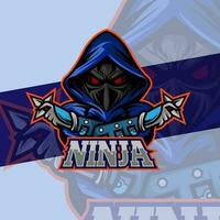 ninja dans masque esport logo mascotte conception emblème mascotte pour sport équipe. concept style pour badge, emblème et T-shirt impression. en colère ninja illustration pour sport et esport équipe. vecteur