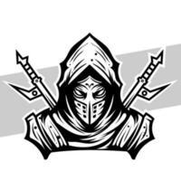 noir et blanc ninja concept style pour badge, emblème et T-shirt impression et tatouages ninja illustration vecteur