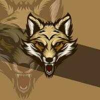 tête de une en colère Loup mascotte sport logo conception. Loup animal mascotte tête vecteur illustration logo. Loup tête emblème conception pour esports équipe. personnage pour sport et jeu logo concept.