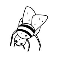 abeille dans main tiré griffonnage style. vecteur illustration isolé sur blanche. coloration page.