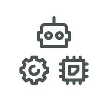 artificiel intelligence en relation icône contour et linéaire vecteur. vecteur