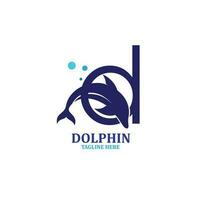 conception logo dauphin avec l'eau vecteur illustration, silhouette style