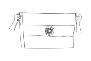 continu un ligne dessin 15e août Inde content indépendance journée concept. Célibataire ligne dessiner conception vecteur graphique illustration.