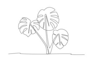 Célibataire un ligne dessin les plantes et herbes concept. continu ligne dessiner conception graphique vecteur illustration.