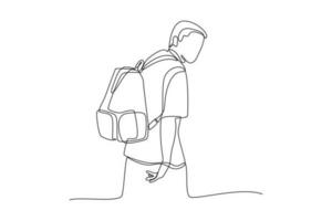 Célibataire un ligne dessin achats Sacs et paniers concept. continu ligne dessiner conception graphique vecteur illustration.