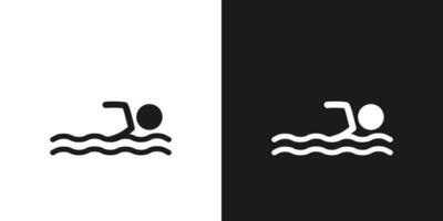 nager icône pictogramme vecteur conception. bâton figure homme nageur vecteur icône signe symbole pictogramme. l'eau des sports concept