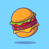 illustration d'icône vectorielle de dessin animé de burger au fromage. concept d'icône de burger alimentaire isolé vecteur premium. style de dessin animé plat