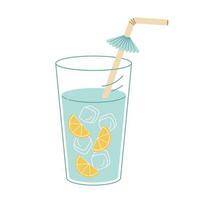 l'eau avec la glace et citron dans verre. Plastique gratuit, zéro déchets concept. plat vecteur illustration.