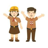 selamat hari pramuka uniforme de indonésien scout vecteur