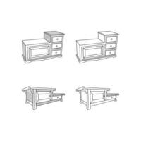 ensemble de étagère icône ligne art conception modèle, vecteur symbole, signe, contour illustration.