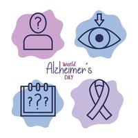 journée mondiale d'alzheimer avec décoration d'icônes vecteur