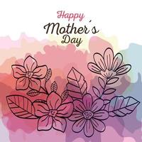 carte de fête des mères heureuse avec décoration de fleurs vecteur