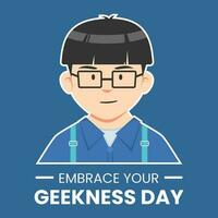 vecteur graphique de mignonne geek intello tête avec coiffure portant des lunettes dessin animé illustration, adapté embrasse votre geek journée