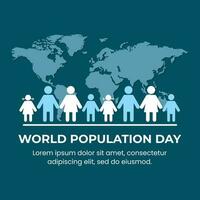 monde population journée Contexte avec monde carte et papier personnes, bien pour bannière, affiche, social médias poste, etc vecteur