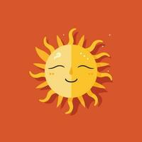vectorisé Soleil avec visage autocollant avec Orange Contexte vecteur