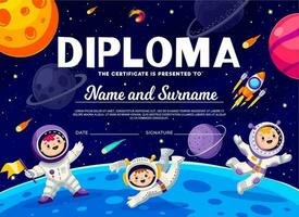 des gamins astronaute diplôme, garçons et fille astronautes vecteur