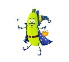 dessin animé Halloween Zucchini sorcier veg personnage vecteur