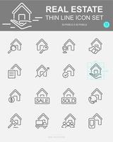 ensemble d'icônes de ligne vectorielle immobilier vecteur