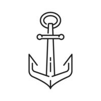 maritime navire ou yacht ancre mince ligne icône vecteur