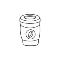 main tiré des gamins dessin vecteur illustration café tasse icône avec café des haricots logo vecteur plat dessin animé isolé