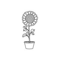 main tiré des gamins dessin dessin animé vecteur illustration mignonne Soleil fleur icône isolé sur blanc Contexte