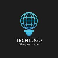 technologie logo avec global conception vecteur modèle