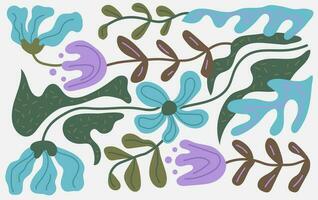 horizontal affiche avec abstrait fleurs. bouquets de fleurs. dessin style. mignonne botanique formes vecteur