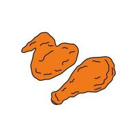 des gamins dessin dessin animé vecteur illustration frit poulet icône isolé sur blanc Contexte