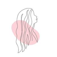 silhouettes de le les filles diriger. femme visage dans moderne un ligne style. continu ligne dessin, esthétique contour pour décor, affiches, autocollants, logo. vecteur illustration.