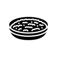 riz pudding bol sucré nourriture glyphe icône vecteur illustration