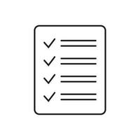 liste de contrôle vecteur icône dans ligne art style. document icône, questionnaire icône. texte document vecteur icône, conception élément.