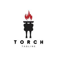 logo de la torche, conception du feu, logo de la lettre, icône de la marque du produit vecteur