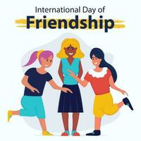 illustration vecteur graphique de Trois copains sont proche ensemble, parfait pour international jour, international journée de amitié, célébrer, salutation carte, etc.