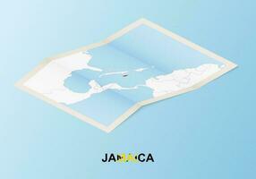 plié papier carte de Jamaïque avec voisin des pays dans isométrique style. vecteur