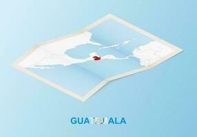 plié papier carte de Guatemala avec voisin des pays dans isométrique style. vecteur