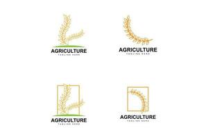 riz logo, ferme blé logo conception, vecteur blé riz icône modèle illustration