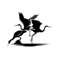 héron oiseau logo, vecteur oiseau en volant cigogne héron, animal silhouette conception, ilustrasi modèle