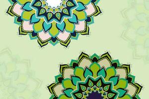 vecteur boho mandala dans vert et noir couleurs. mandala avec floral motifs ou pochoir griffonnages croquis