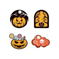 citrouille monstre vecteur logo ensemble, Halloween logo conception modèle, Halloween logo vecteur, Créatif ancien emblème conception