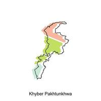 carte de khyber pakhtunkhwa géométrique coloré illustration conception modèle, Pakistan carte sur blanc Contexte vecteur